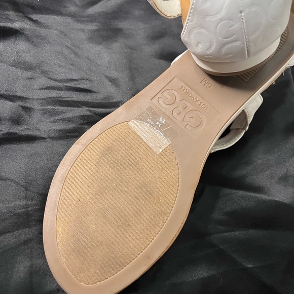 Gianni Bini guess White and Tan Sandals with Sparkling Medallion - Picture 4 of 5